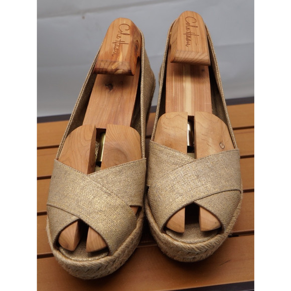 Tory Burch Filipa Espadrille Wedge Gold/Tan Size 11B - Picture 4 of 16